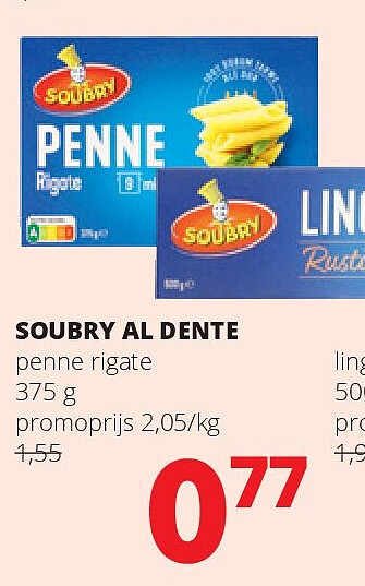 SOUBRY AL DENTE penne rigate 375 g