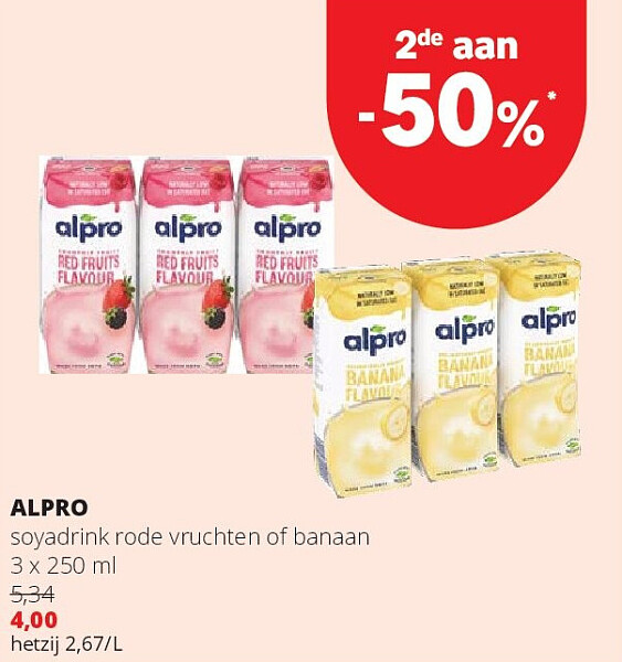 ALPRO soyadrink rode vruchten of banaan