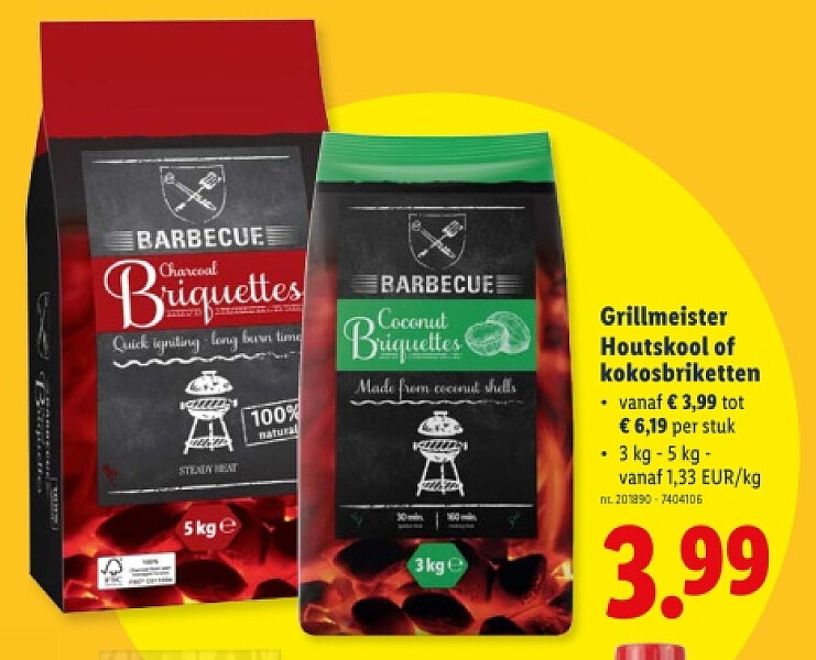 Houtskool of kokosbriketten