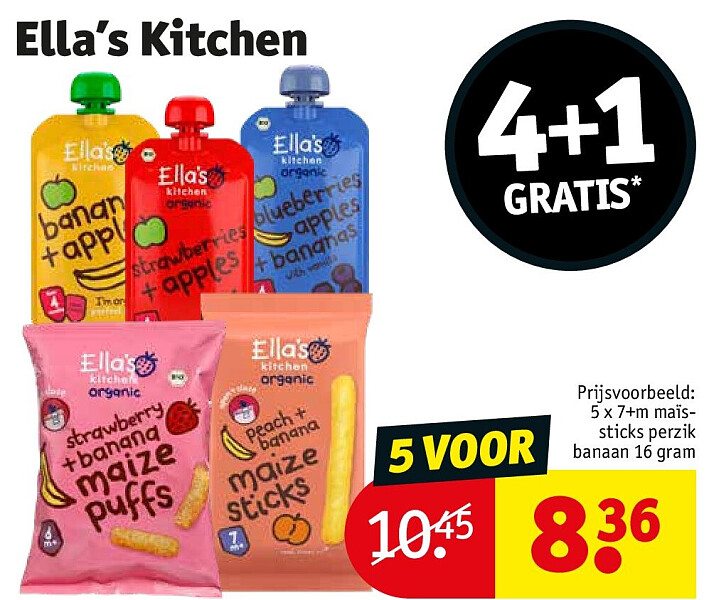 5 x 7+m maïssticks perzik banaan 16 gram