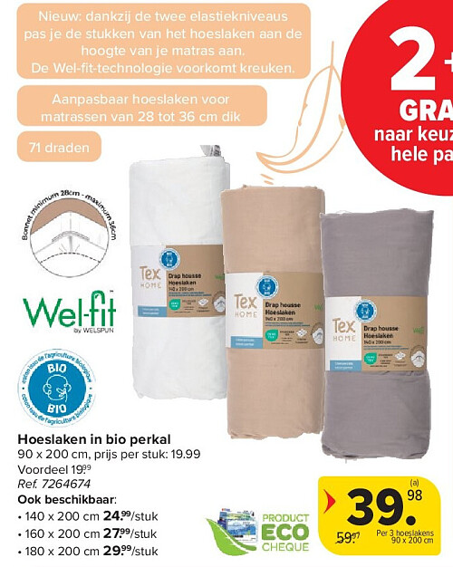 Hoeslaken in bio perkal