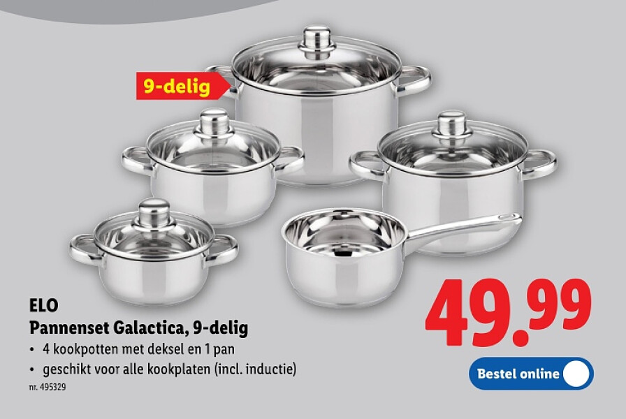 Pannenset Galactica, 9-delig