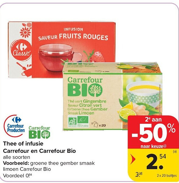 Thee of infusie Carrefour en Carrefour Bio