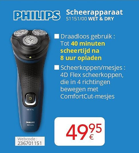 Philips Scheerapparaat S1151/00 WET & DRY