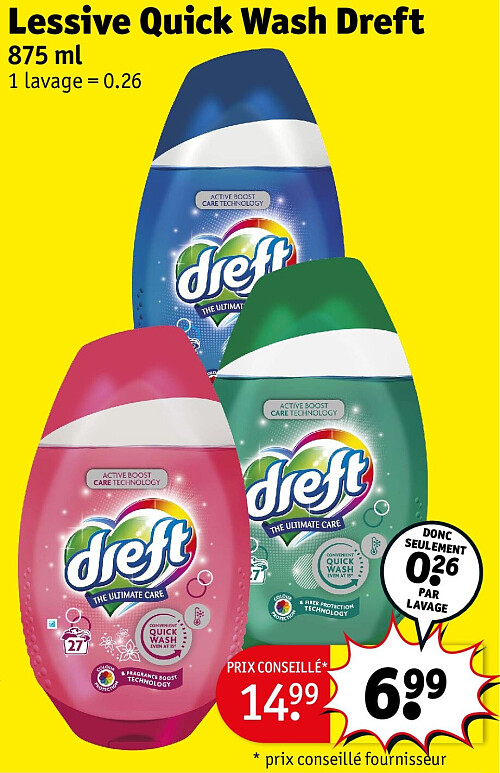 Lessive Quick Wash Dreft 875 ml