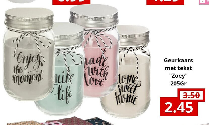 Geurkaars met tekst "Zoey" 205Gr