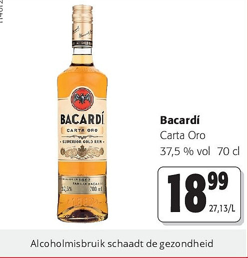 Bacardí Carta Oro 37,5 % vol 70 cl