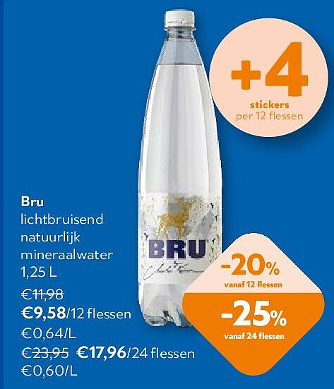 Bru lichtbruisend natuurlijk mineraalwater 1,25 L