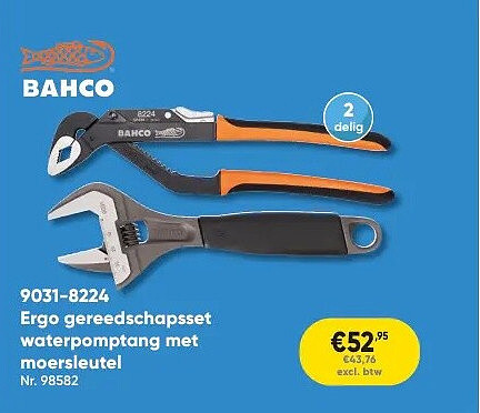 9031-8224 Ergo gereedschapsset waterpomptang met moersleutel Nr. 98582