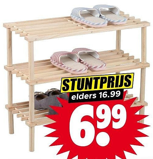Houten schoenenrek
