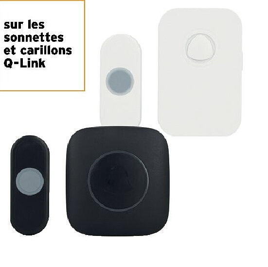 Carillon sans fil avec bouton de sonnette noir