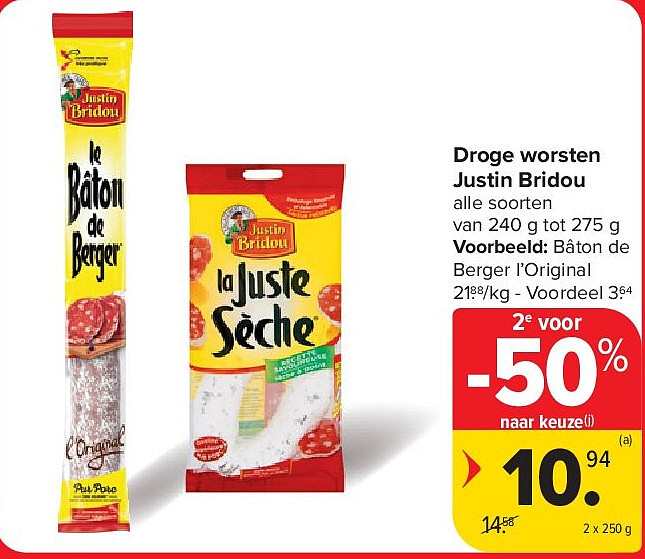 Droge worsten Justin Bridou