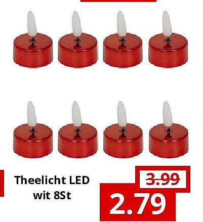 Theelicht LED wit 8St