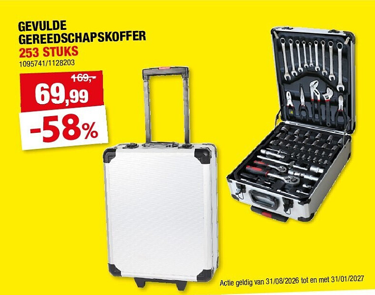 GEVULDE GEREEDSCHAPSKOFFER 253 STUKS