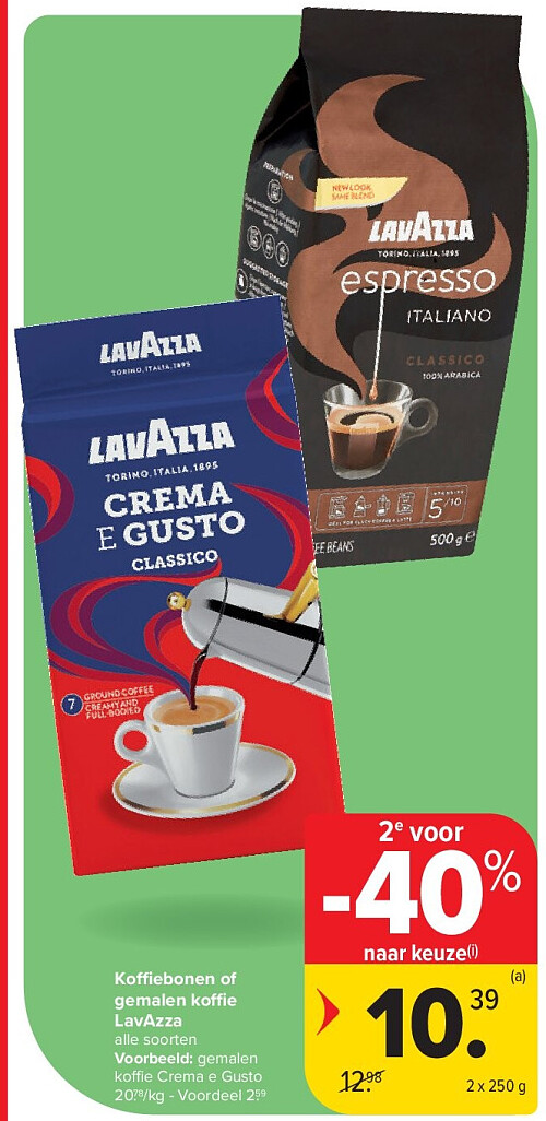 Koffiebonen of gemalen koffie LavAzza