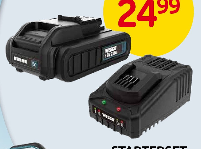 Starterset accu Wesco WS1826 18 V - 2,0 Ah + lader