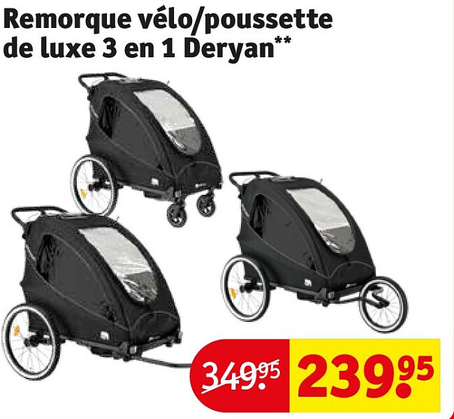 Remorque vélo/poussette de luxe 3 en 1 Deryan**