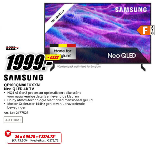Samsung QE100QN80FUXXN Neo QLED 4K TV