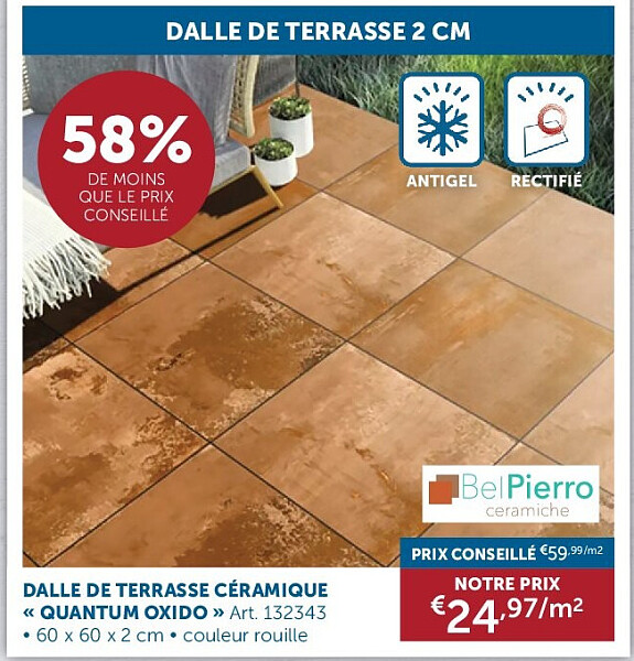 DALLE DE TERRASSE CÉRAMIQUE « QUANTUM OXIDO »