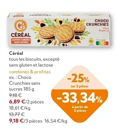 Céréal Choco Crunchies sans sucres 185 g