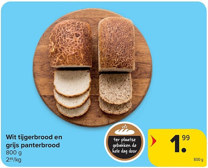Wit tijgerbrood en grijs panterbrood