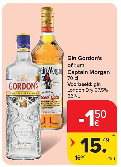 Gin Gordon’s of rum Captain Morgan