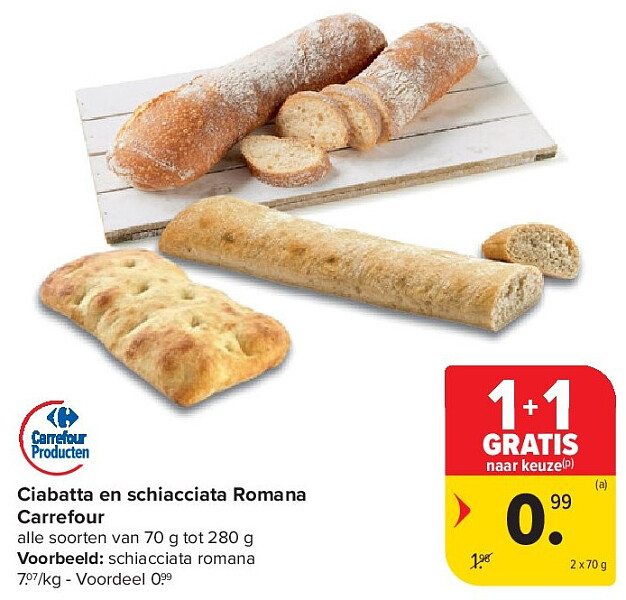 Ciabatta en schiacciata Romana Carrefour