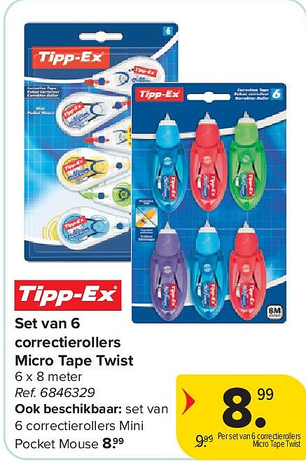 Set van 6 correctierollers Micro Tape Twist