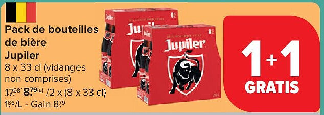 Pack de bouteilles de bière Jupiler 2 x (8 x 33 cl)