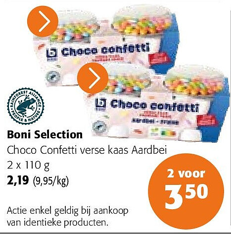 Boni Selection Choco Confetti verse kaas Aardbei 2 x 110 g