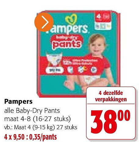 Pampers alle Baby-Dry Pants maat 4-8 (16-27 stuks)
