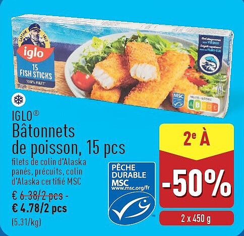 Bâtonnets de poisson, 15pcs