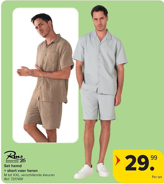 Set hemd + short voor heren