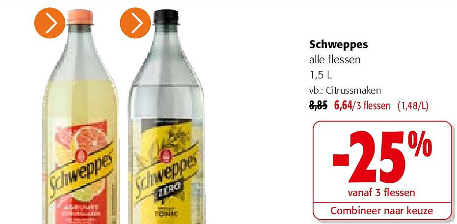 Schweppes alle flessen 1,5 L
