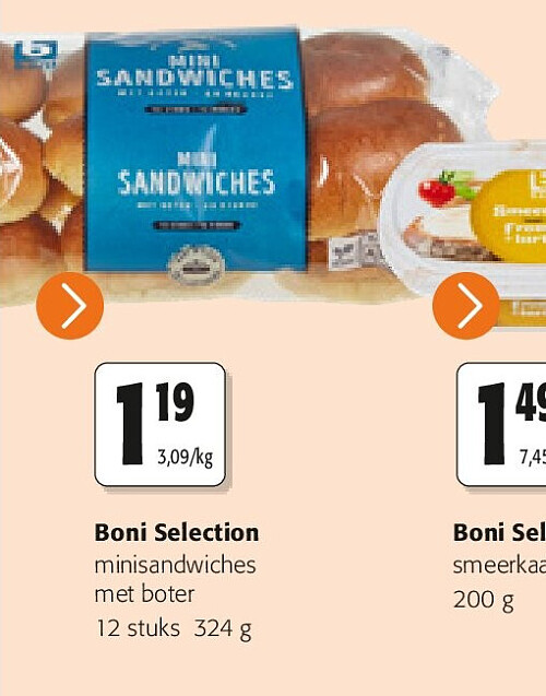 Boni Selection minisandwiches met boter 12 stuks 324 g