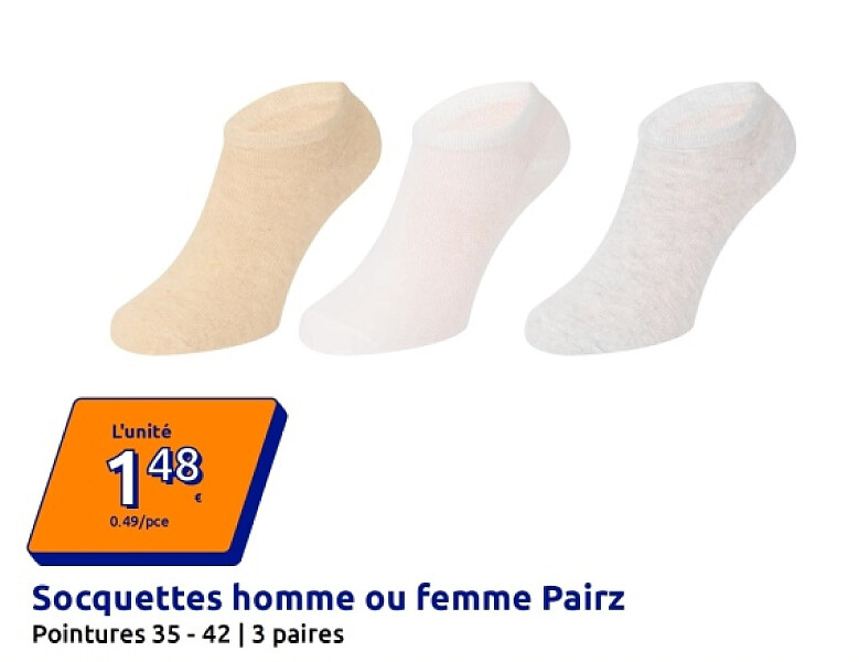 Socquettes homme ou femme Pairz
