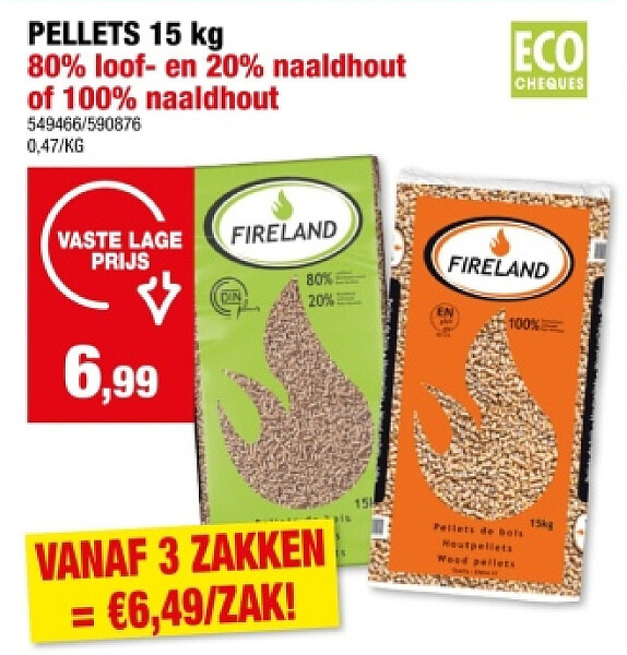PELLETS 15 kg 80% loof- en 20% naaldhout of 100% naaldhout