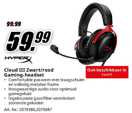 Cloud III Zwart/rood Gaming-headset