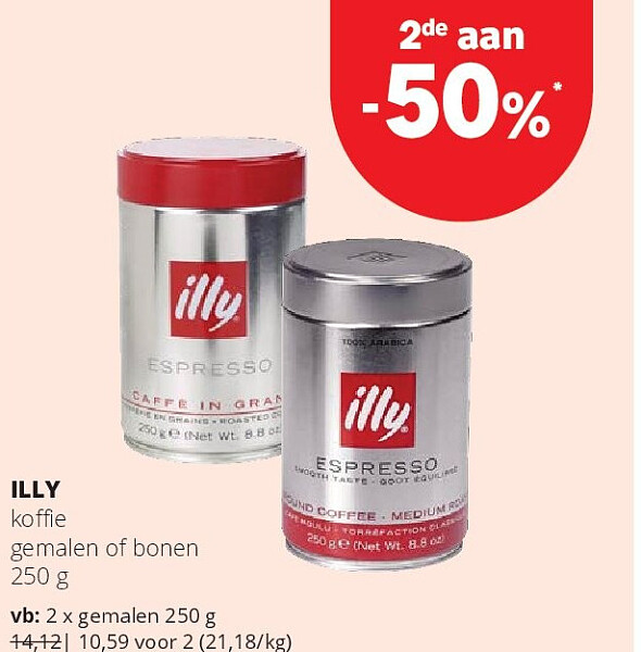 ILLY koffie gemalen of bonen 250 g