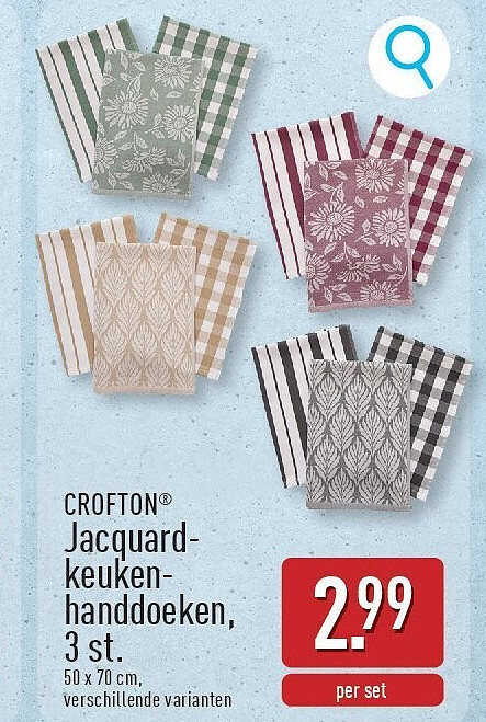 Jacquard keuken handdoeken, 3st.