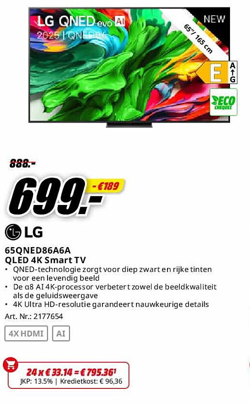 LG 65QNED86A6A QLED 4K Smart TV