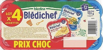 Assiettes hachis parmentier et purée aux épinards et saumon Blédichef