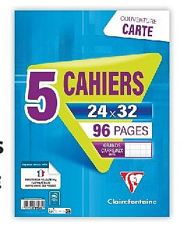 Lot de 5 cahiers carton 24x32 Clairefontaine