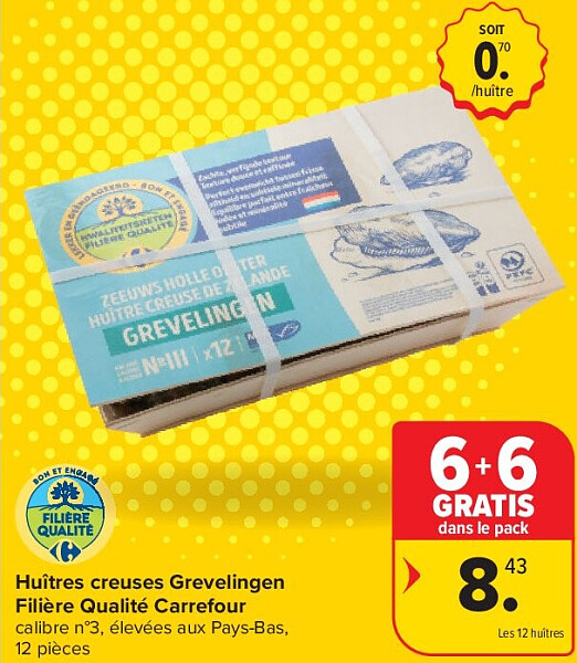 Huîtres creuses Grevelingen Filière Qualité Carrefour