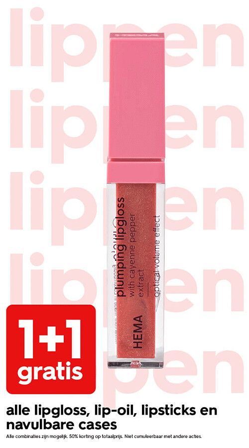 alle lipgloss, lip-oil, lipsticks en navulbare cases