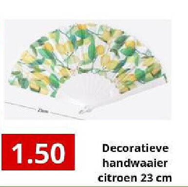 Decoratieve handwaaier citroen 23 cm