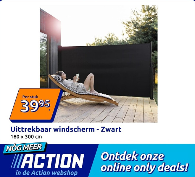 Uittrekbaar windscherm - Zwart