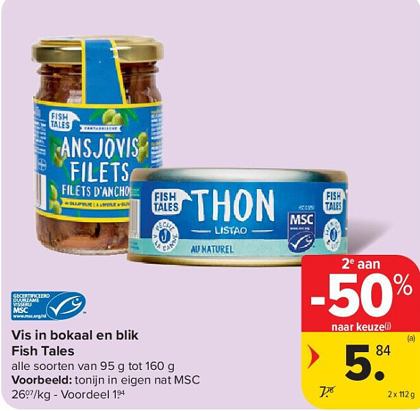 Vis in bokaal en blik Fish Tales