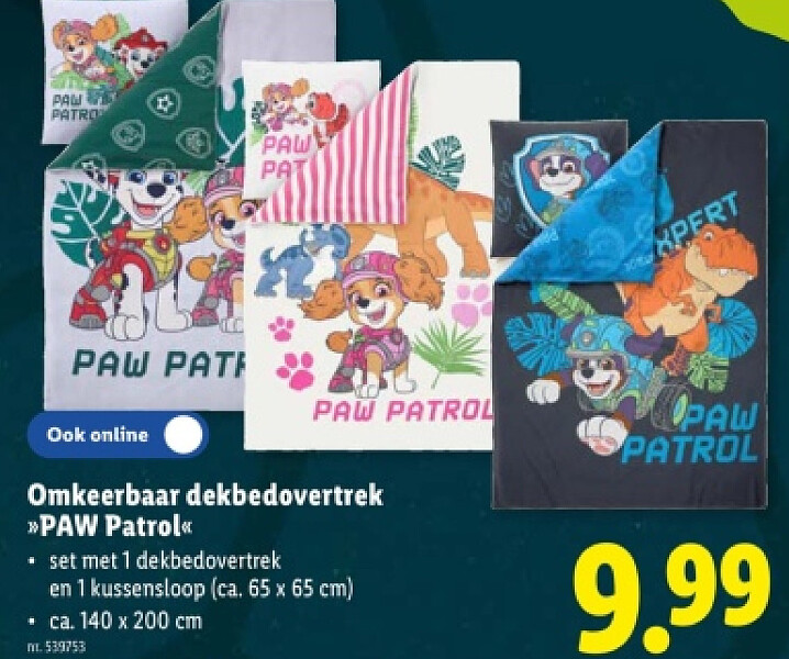 Omkeerbaar dekbedovertrek >PAW Patrol<<