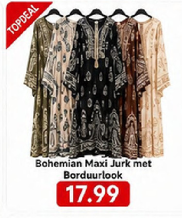 Bohemian Maxi Jurk met Borduurlook